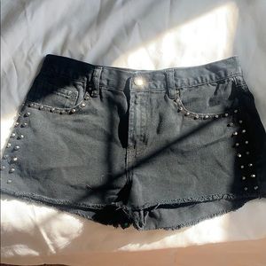 Black studded jean shorts
